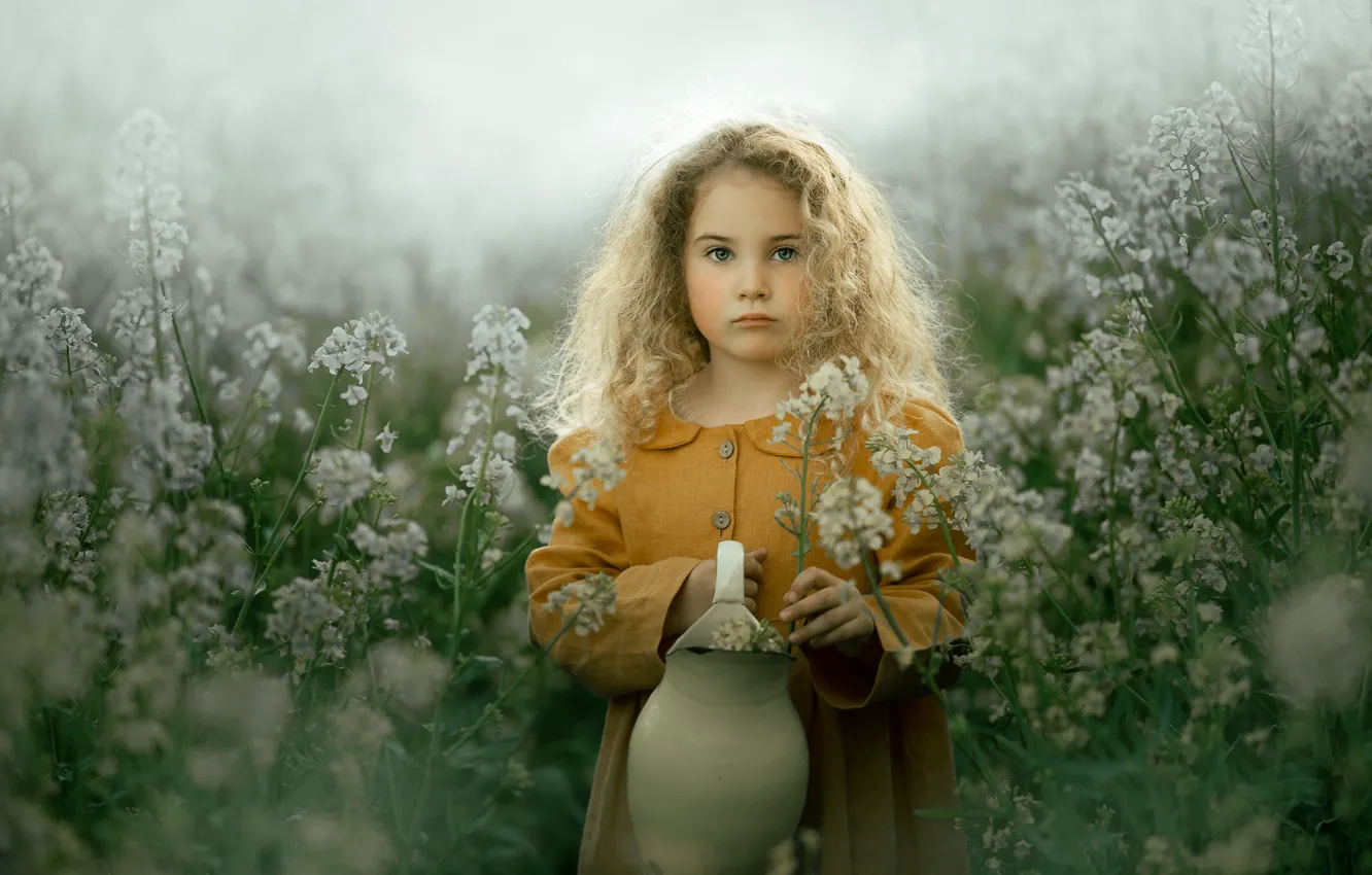Photo wallpaper flowers, girl, pitcher, Ivona Podlasińska