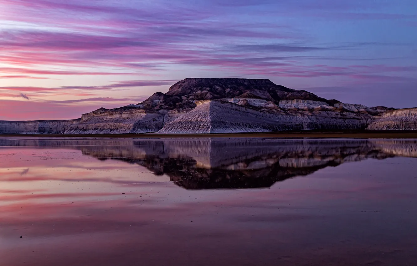 Photo wallpaper beauty, purple, the reflection in the water, Picturesque Landscape, Tuzbair, Evgeny Bondar