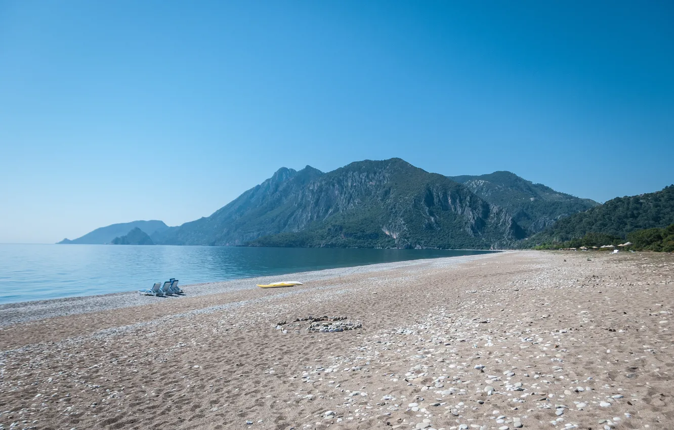 Photo wallpaper sea, beach, mountains