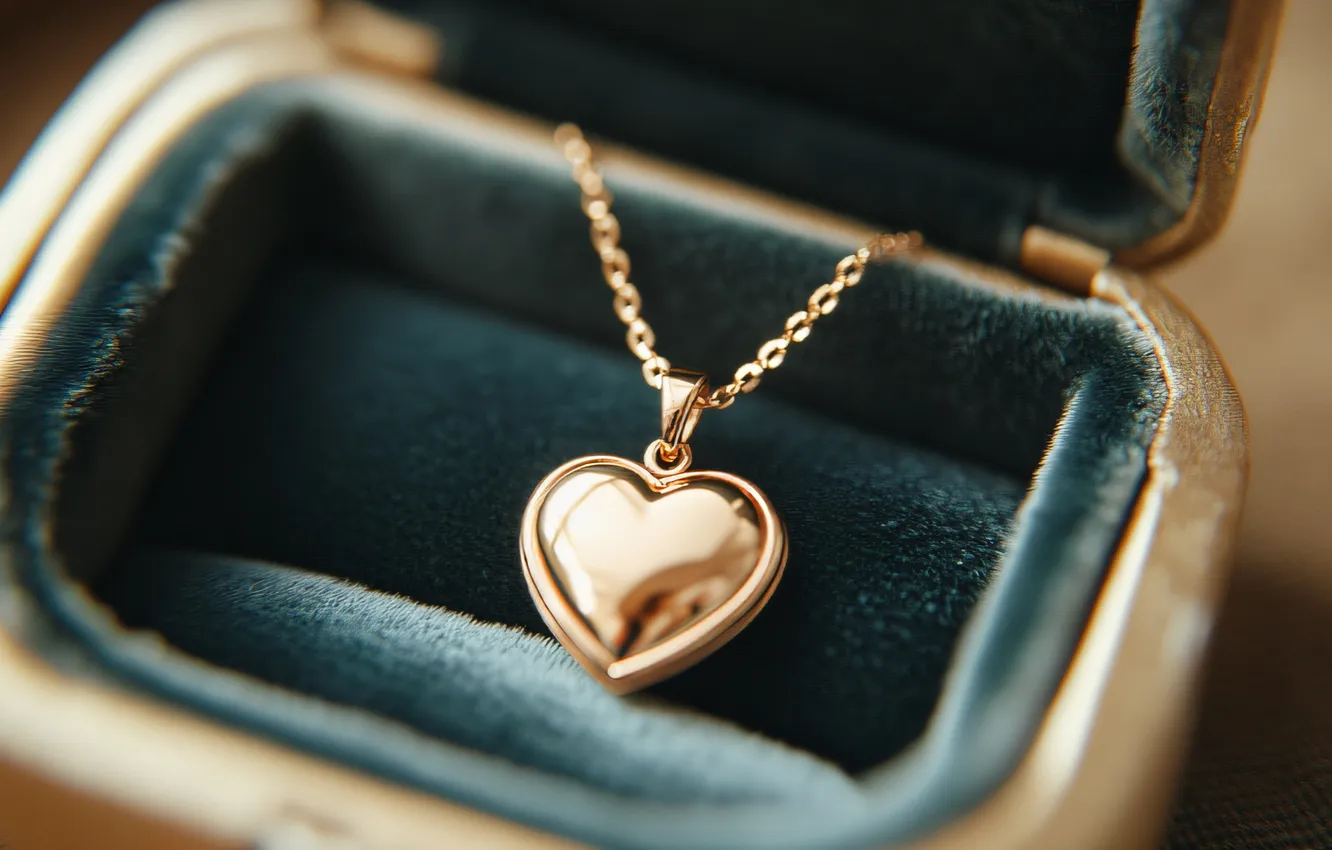 Photo wallpaper decoration, love, gold, holiday, gift, heart, pendant, hearts