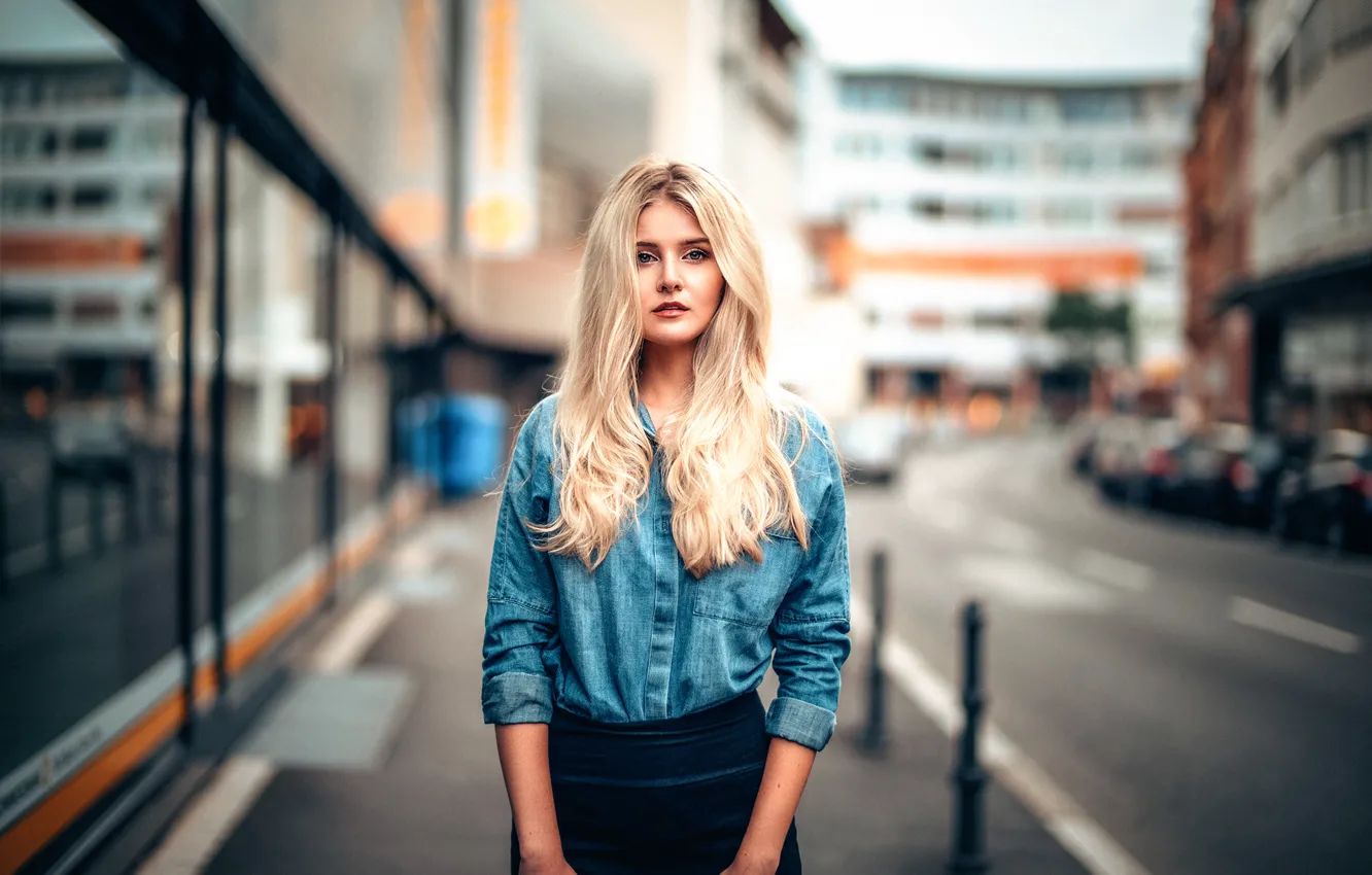 Photo wallpaper the city, shirt, bokeh, Martin Kuhn, Daria