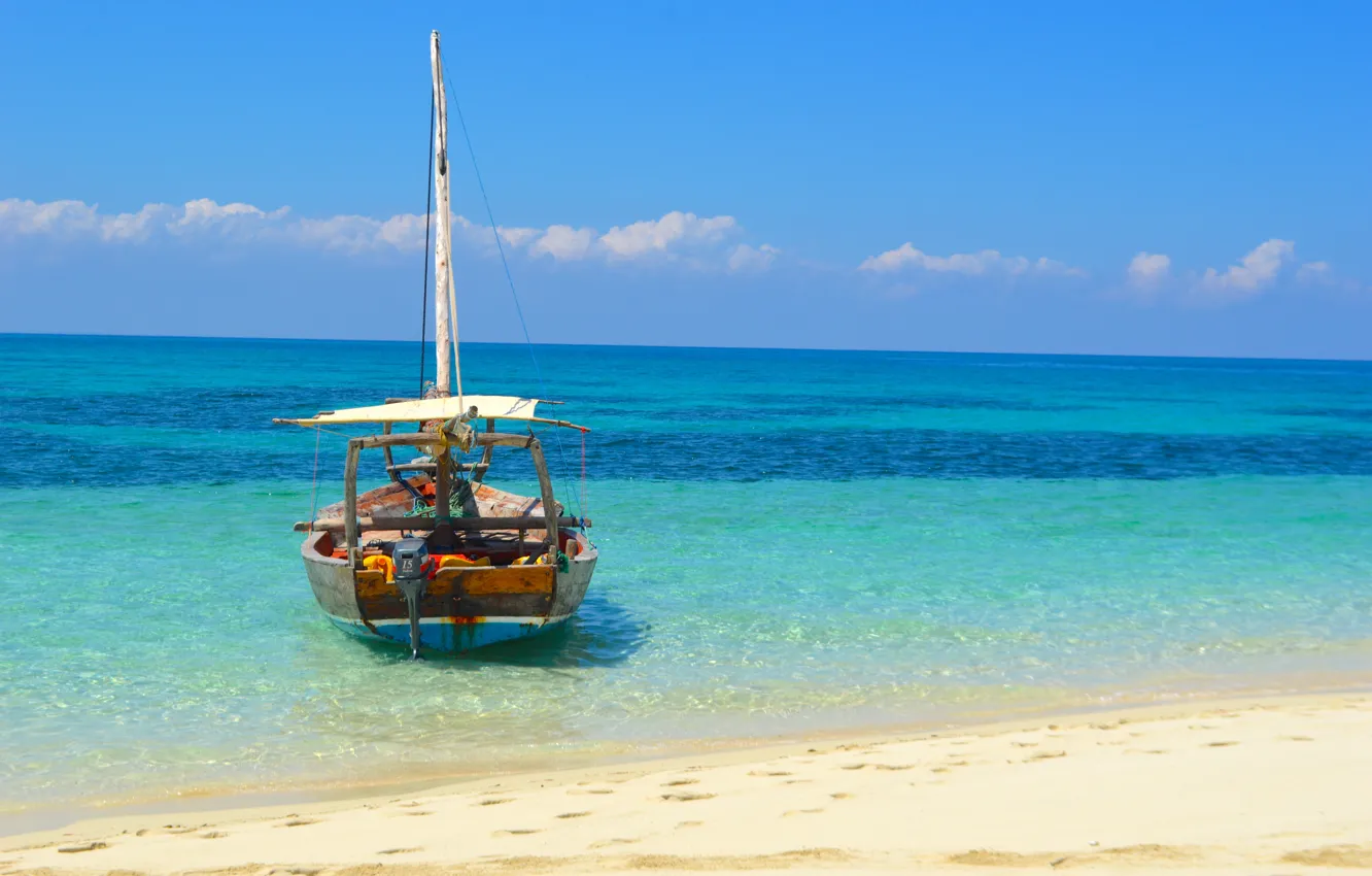 Photo wallpaper the ocean, boat, old, Africa, fishing, Botswana