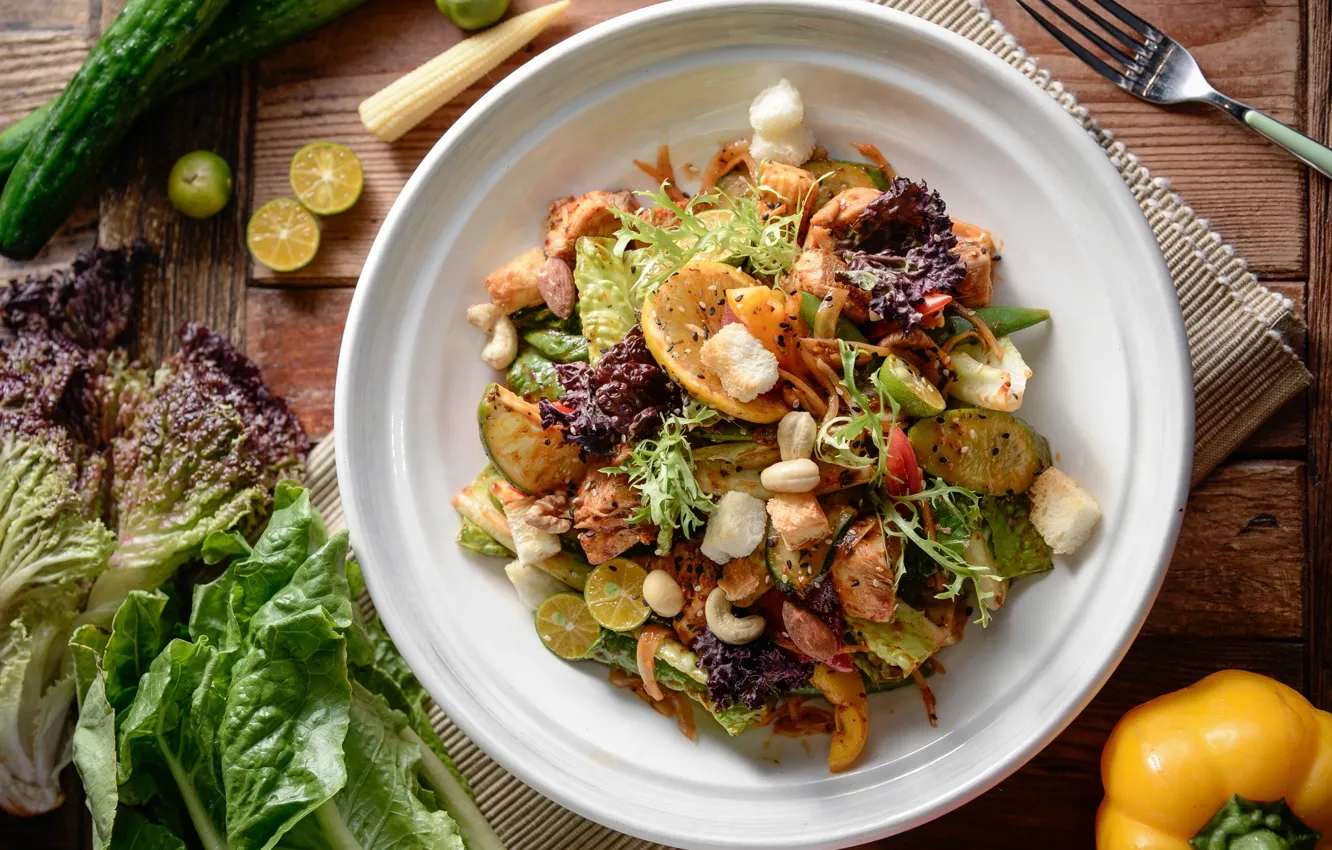 Photo wallpaper vegetables, dish, salad