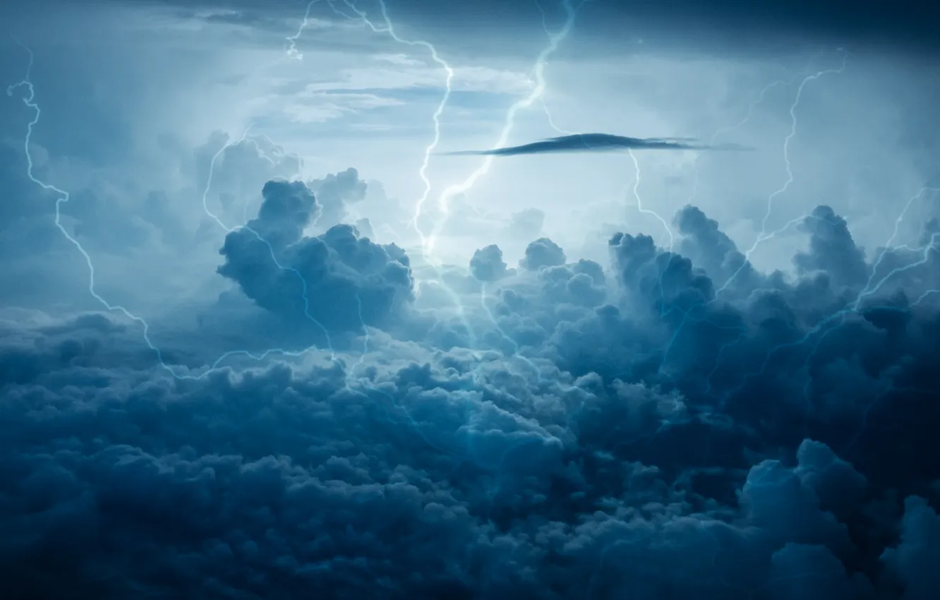 Photo wallpaper the storm, the sky, landscape, clouds, storm, nature, lightning, storm