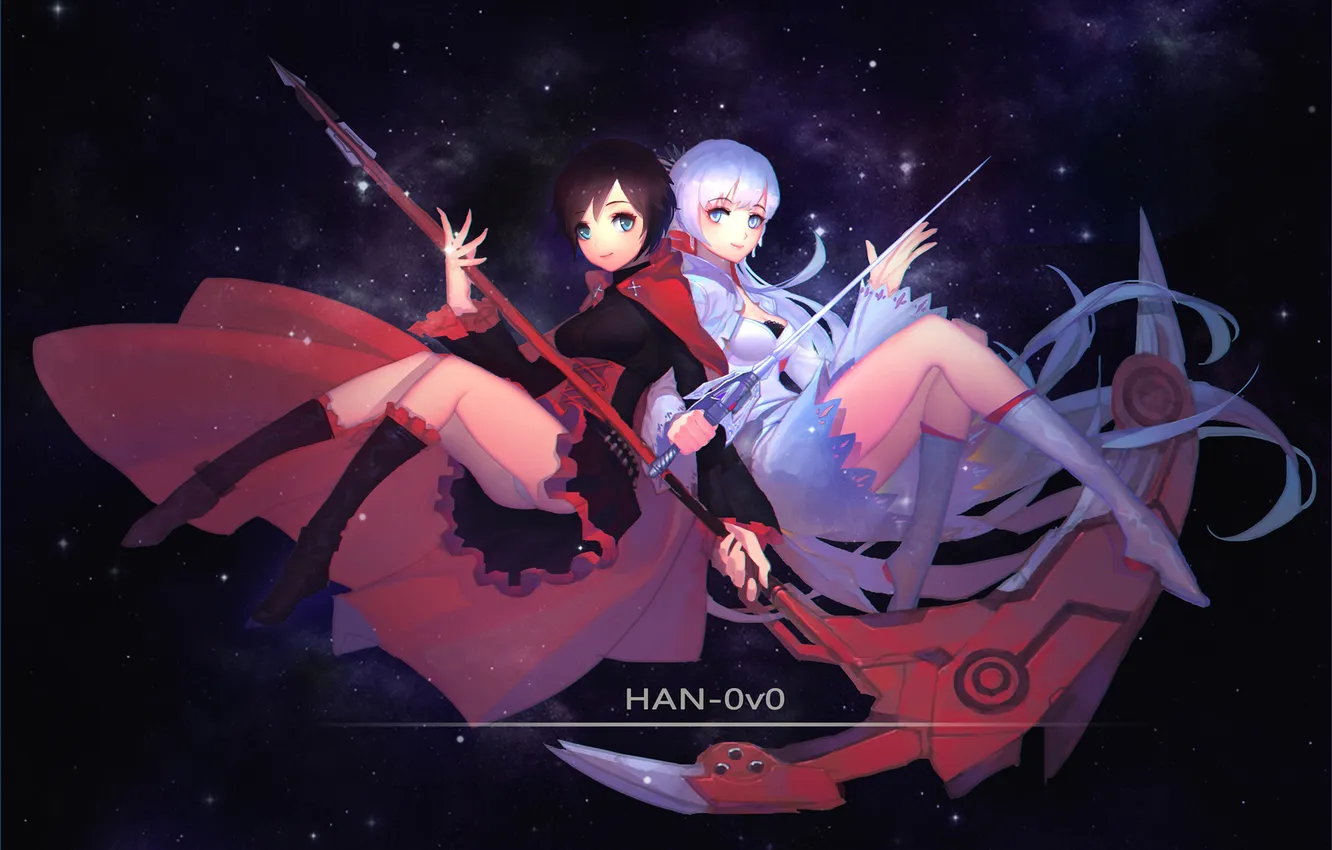 Photo wallpaper girl, anime, art, han-0v0, upscale, White Snow, RWBY, Ruby Rose