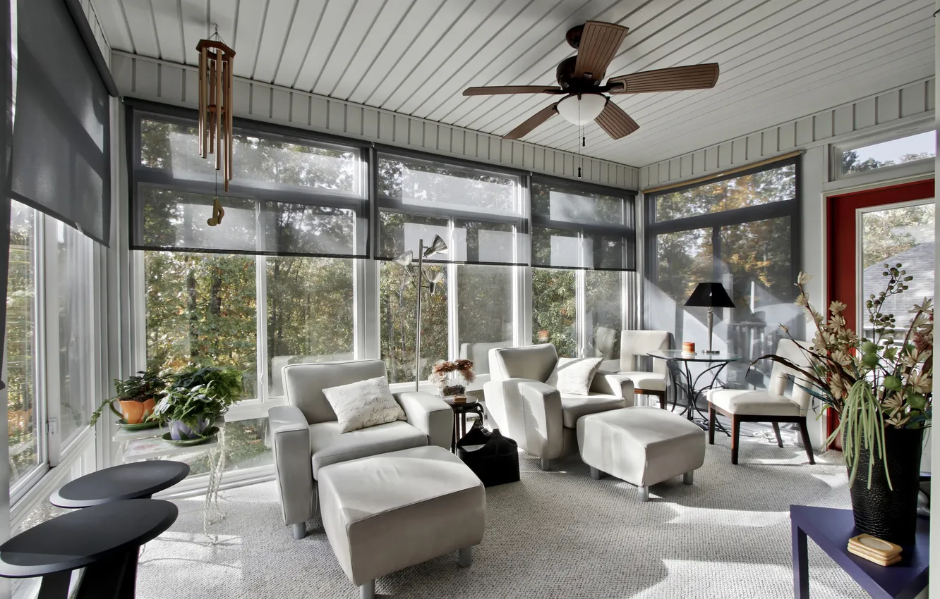 Photo wallpaper glass, design, style, room, interior, veranda