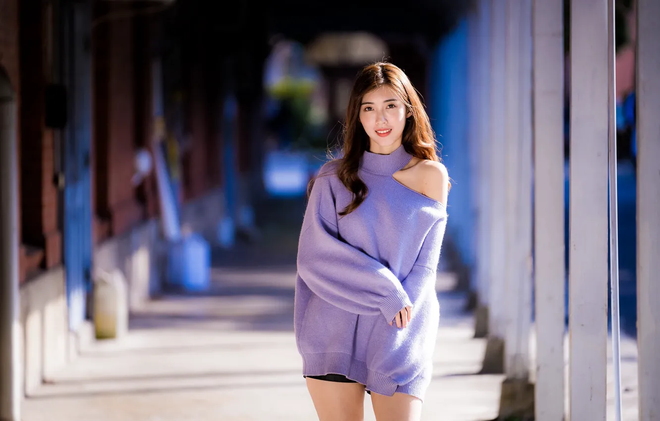 Photo wallpaper look, girl, face, smile, sweetheart