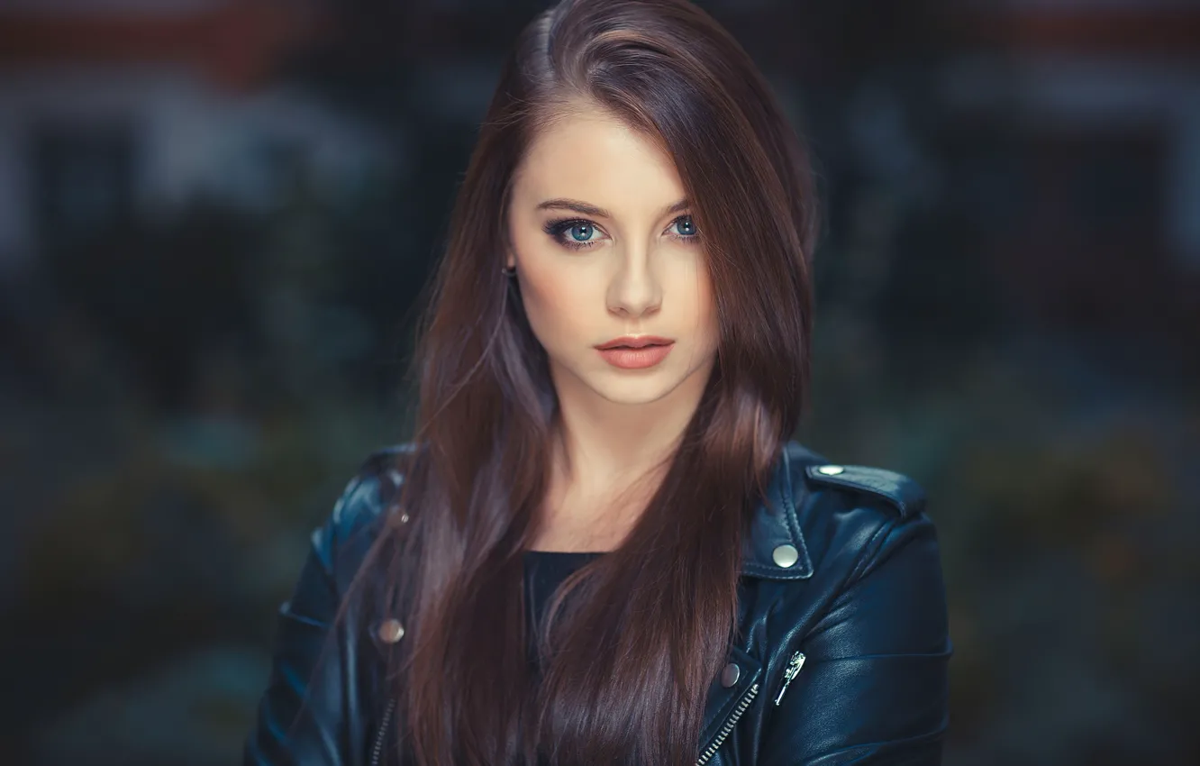 Photo wallpaper look, girl, face, jacket, beautiful