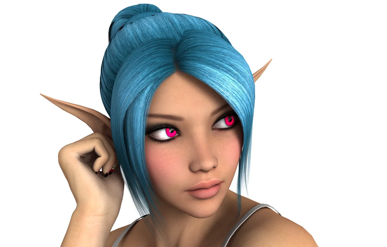 Photo wallpaper girl, portrait, white background, elf