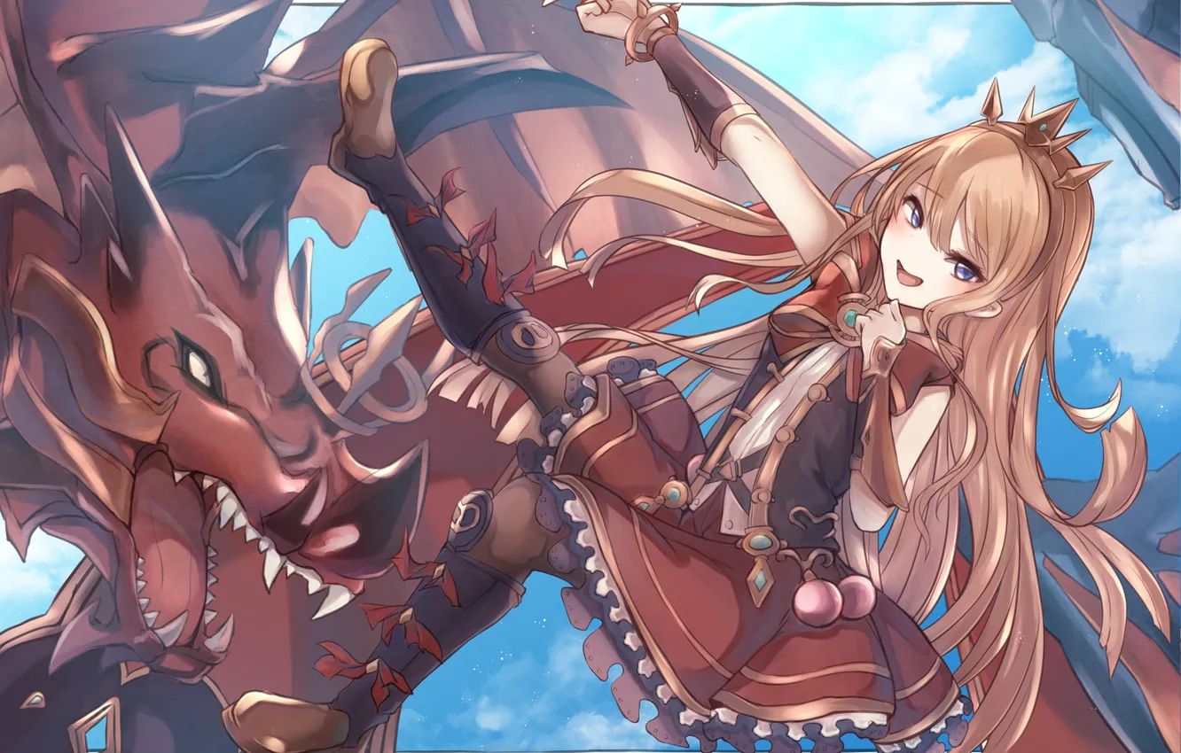 Photo wallpaper girl, smile, dragon, Granblue Fantasy