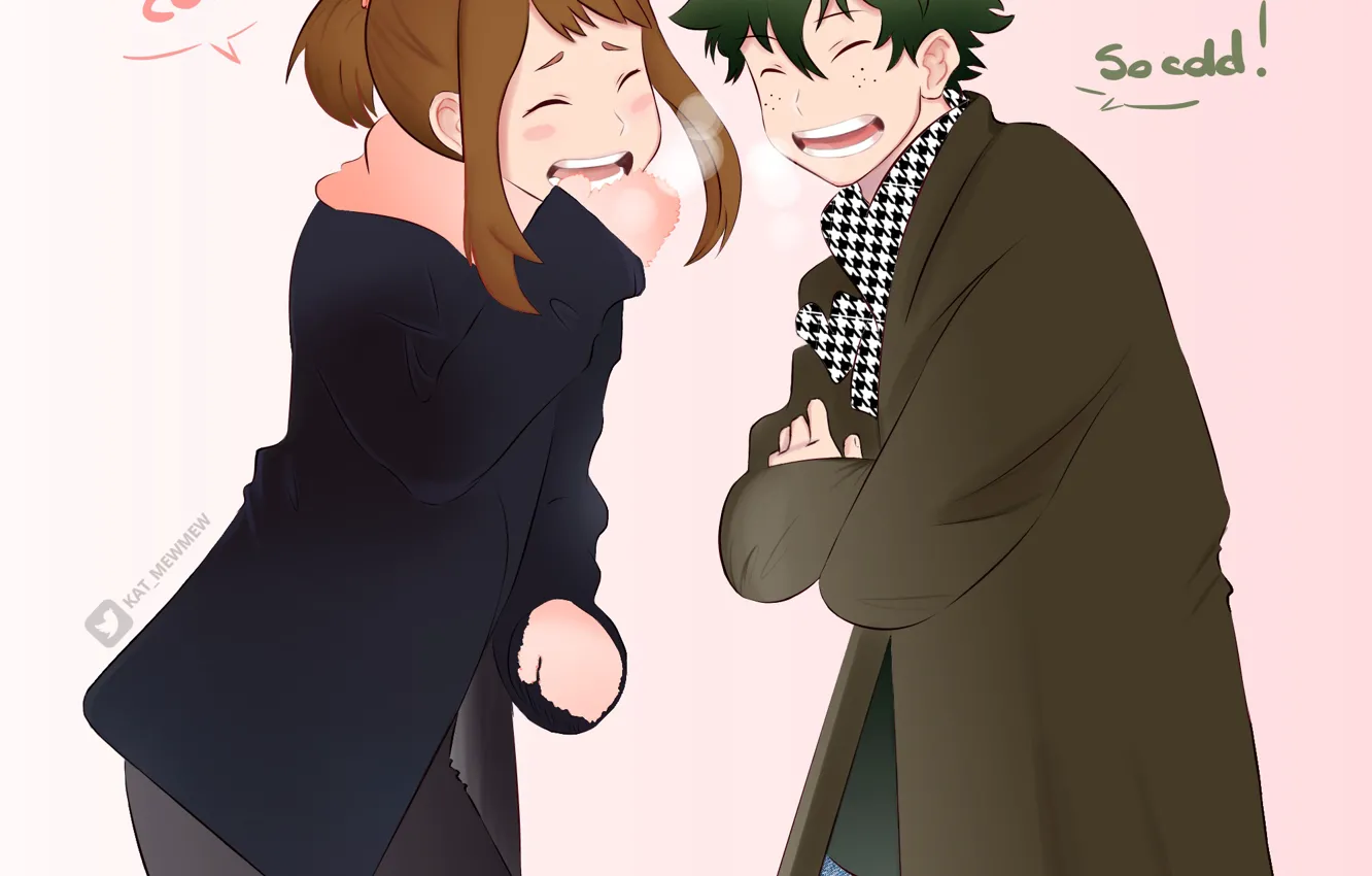 Photo wallpaper Boku no Hero Academy, My Hero Academia, Uraraka Ochako, Izuku Midoriya, Katmewmew, Pixiv Id 7030432