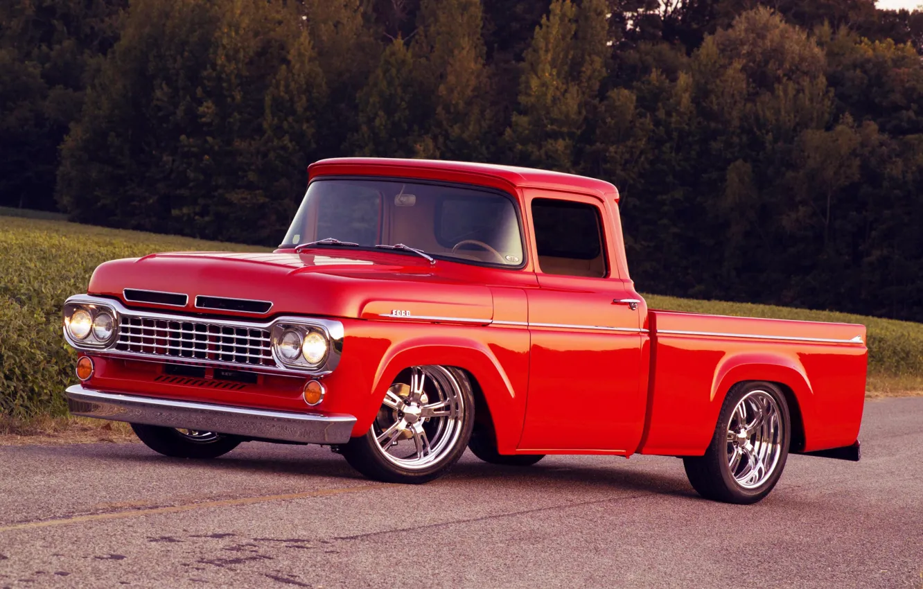Photo wallpaper Ford, Red, Car, Classic, Old, Truck