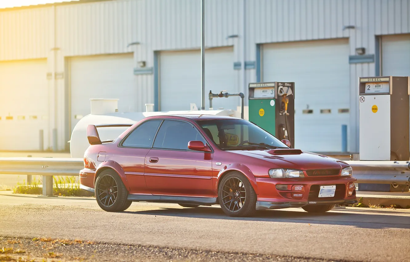 Photo wallpaper tuning, view, Subaru, Impreza, WRX, before, Japan, red