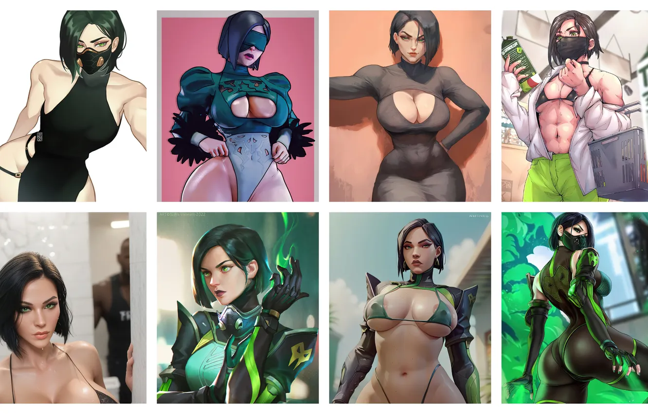 Photo wallpaper Viper, Game Art, sexy chick, Valorant, Rule 34