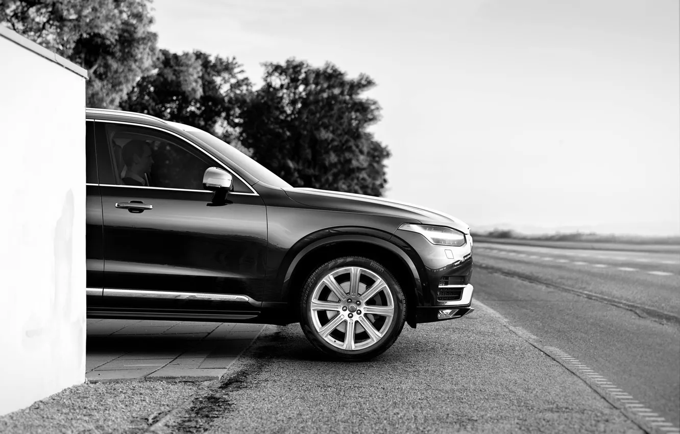 Photo wallpaper road, photo, black and white, Volvo, Volvo, XC90