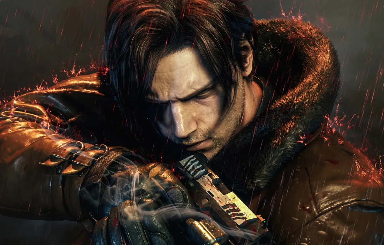 Photo wallpaper gun, pistol, weapon, survivor, leon s kennedy, handgun, re9, biohazard 9
