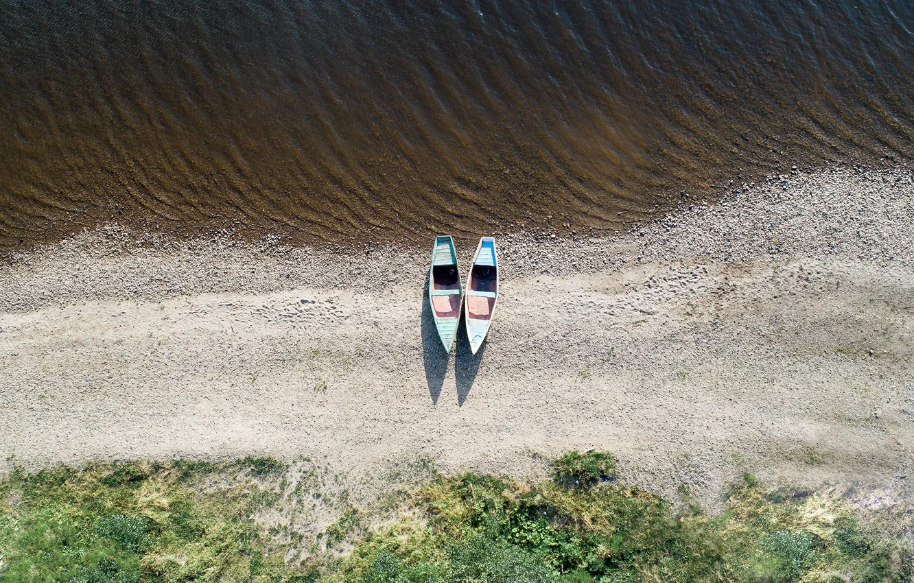 Photo wallpaper river, water, boat