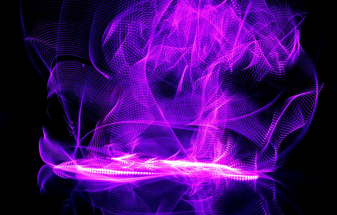 Photo wallpaper wave, flame, neon, waves, flame, the play of light, neon, play
