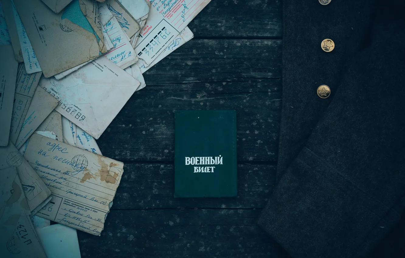 Photo wallpaper letter, retro, overcoat, military ID