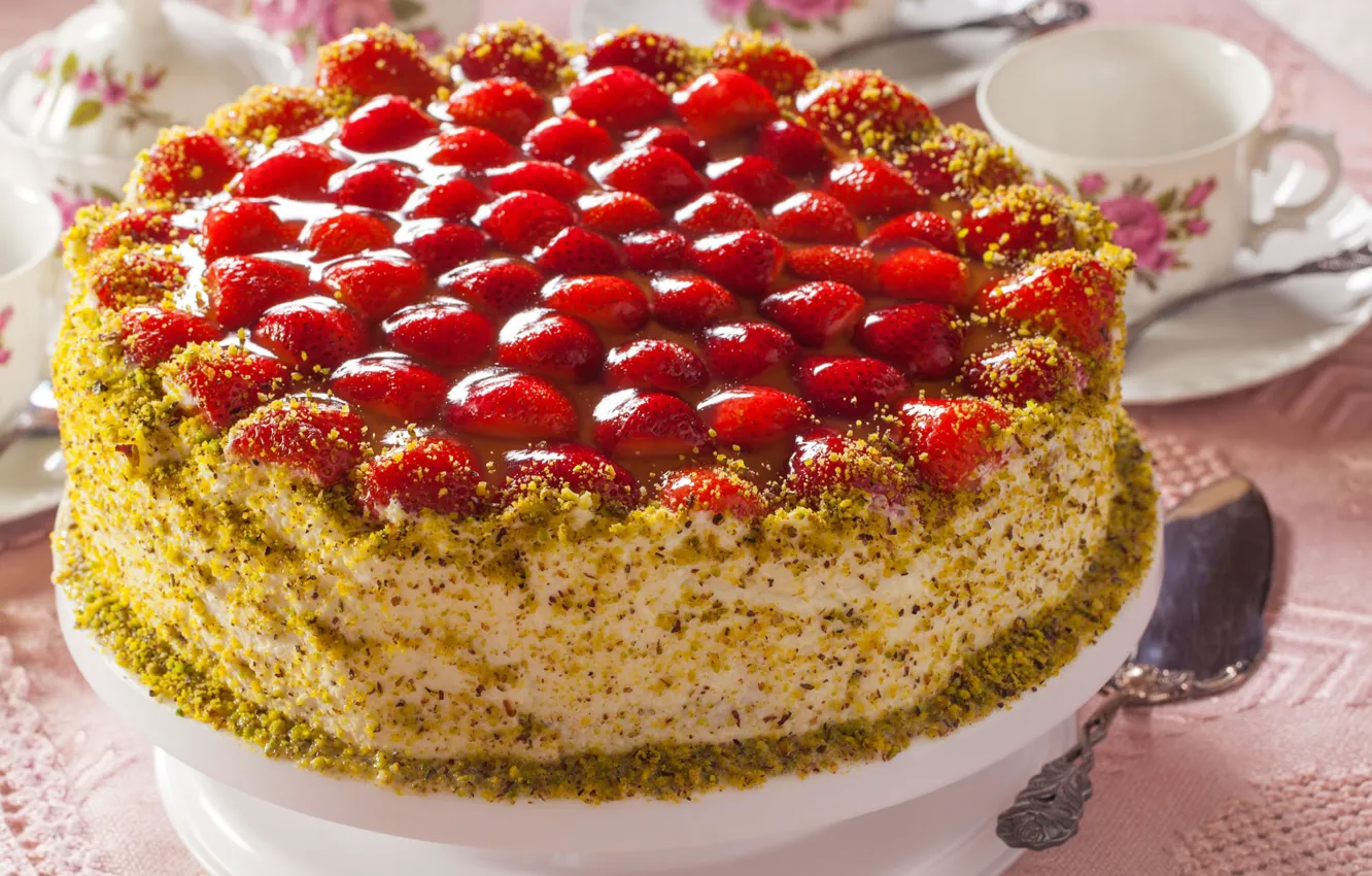 Photo wallpaper strawberry, cake, cakes