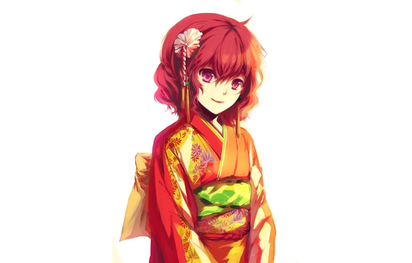 Photo wallpaper girl, white background, Dawn Yona, Akatsuki no Yona, Jon, Yona of the Dawn