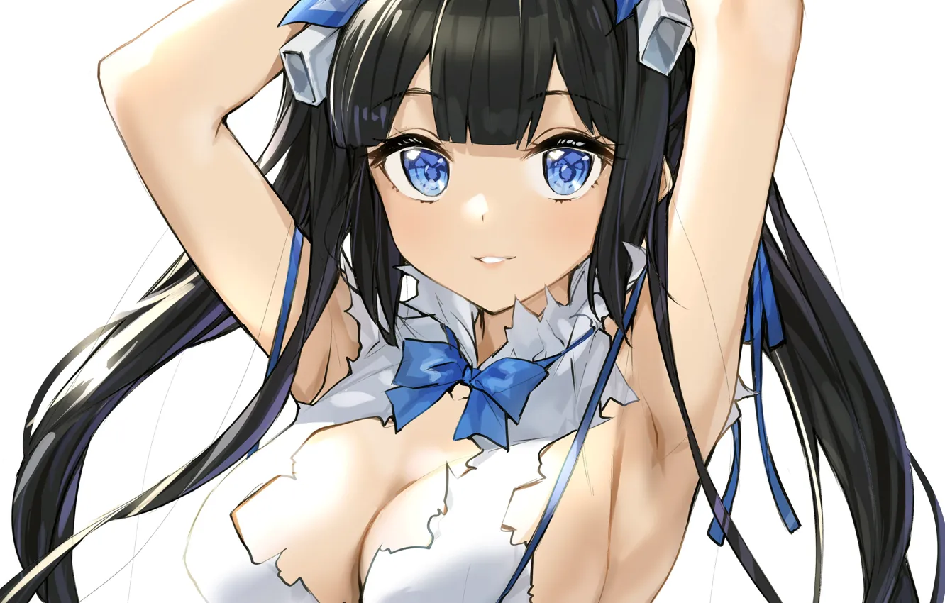 Photo wallpaper girl, sexy, cleavage, long hair, dress, boobs, anime, beautiful