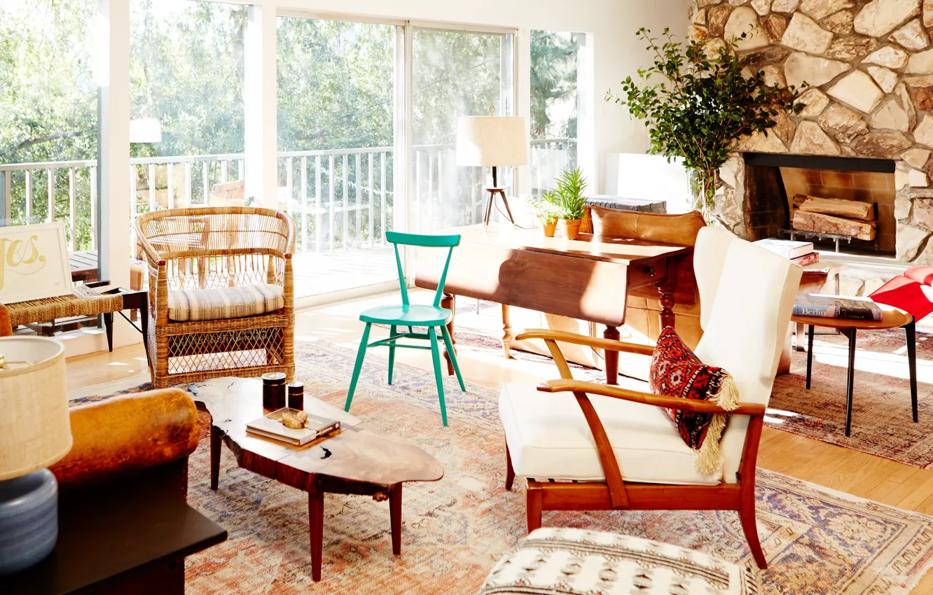 Photo wallpaper design, style, interior, light, light, fireplace, living room, cool