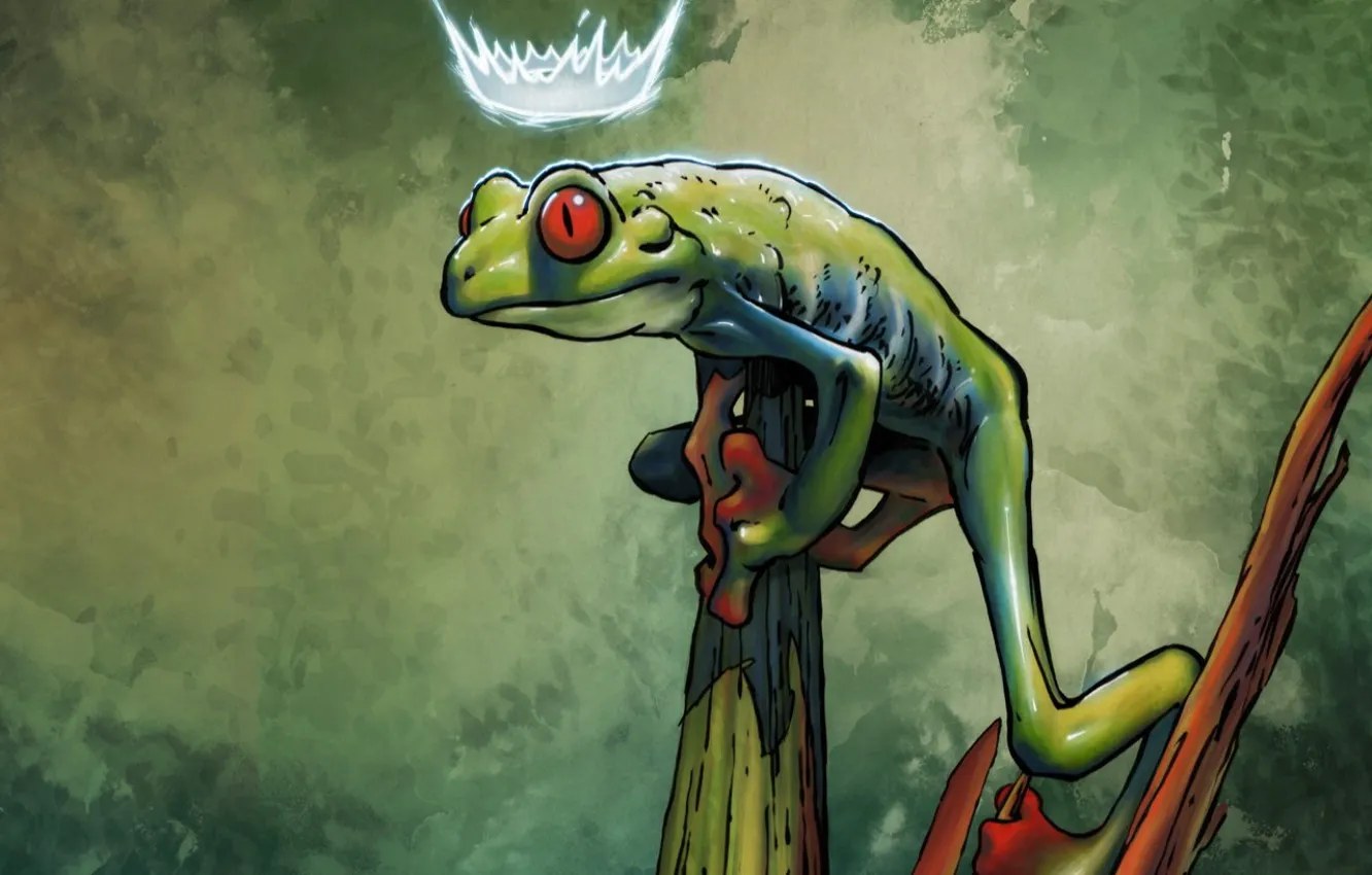 Photo wallpaper greens, Frog, crown