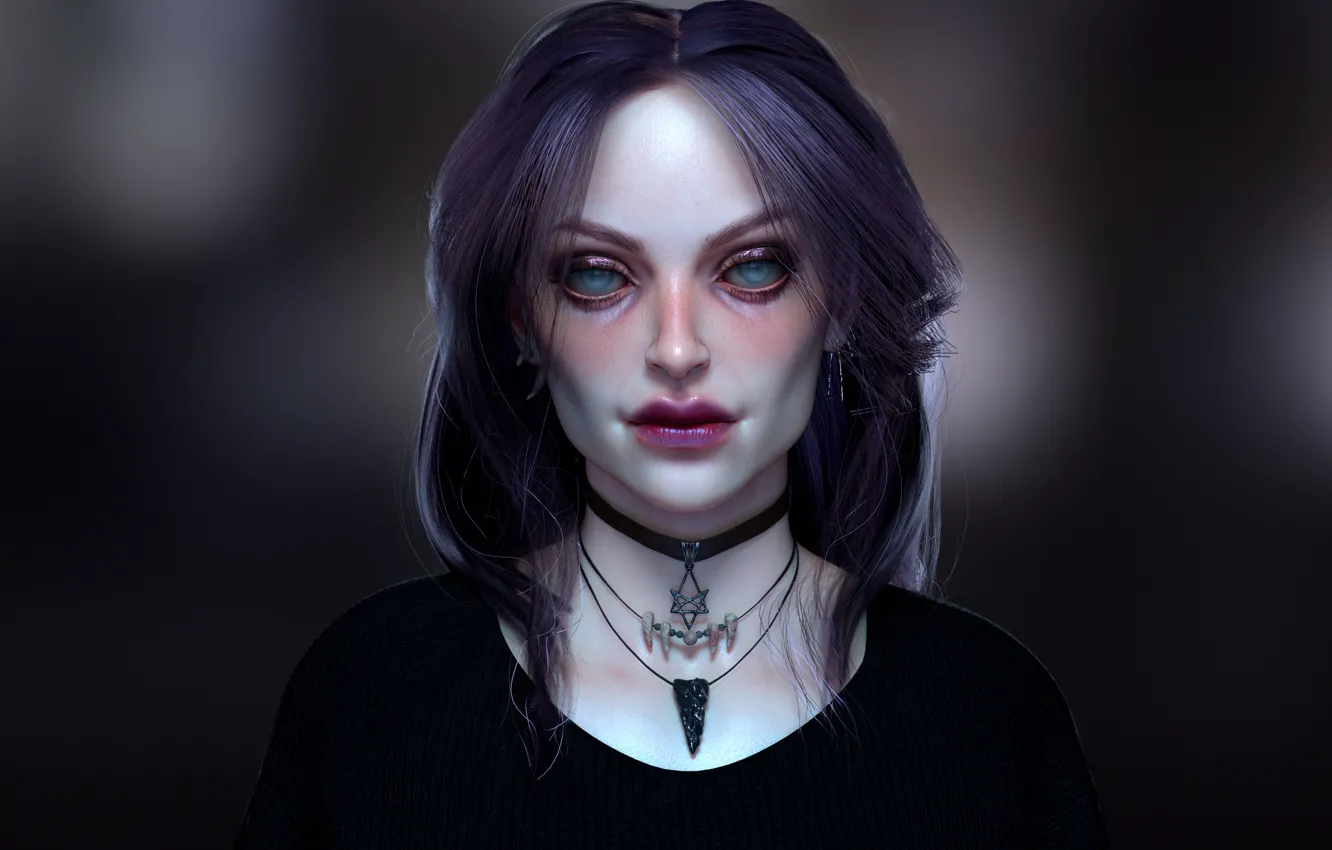 Photo wallpaper girl, art, Purple Witch