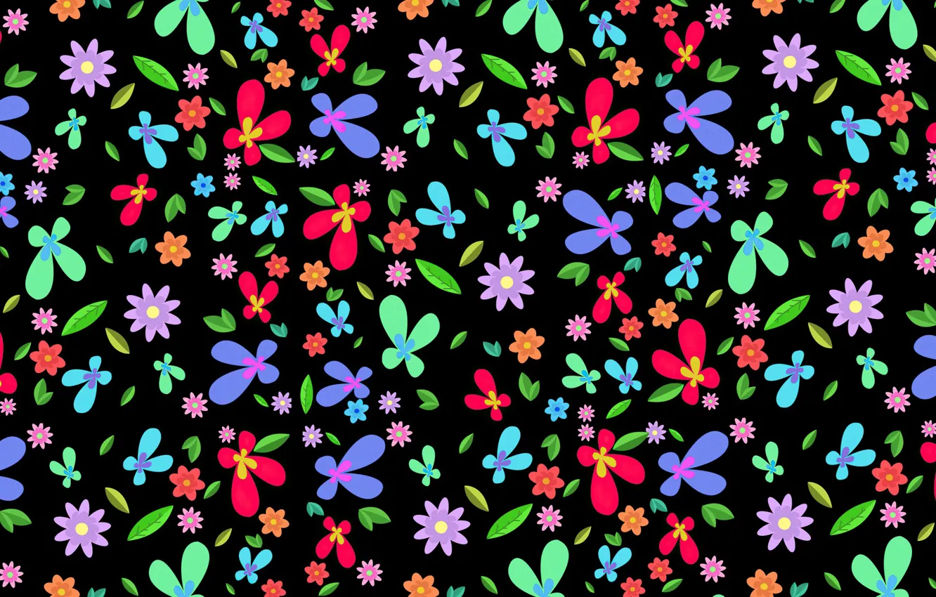 Photo wallpaper flowers, abstraction, beauty, art, black background, art, flowers, beauty
