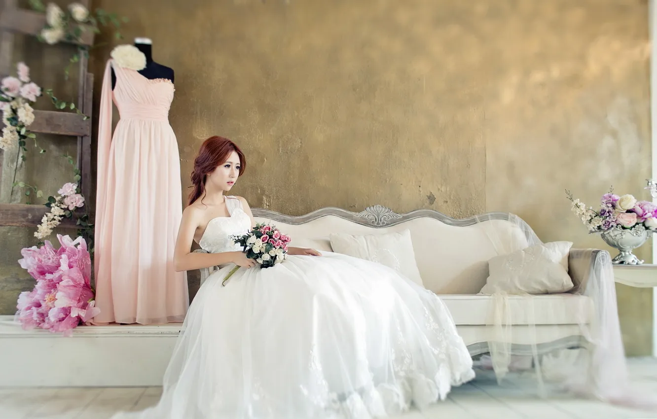 Photo wallpaper girl, Asian, the bride