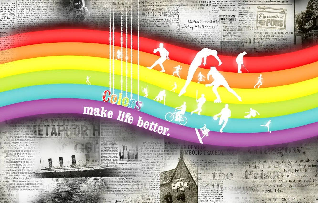 Photo wallpaper color, rainbow, newspaper, Color make life better