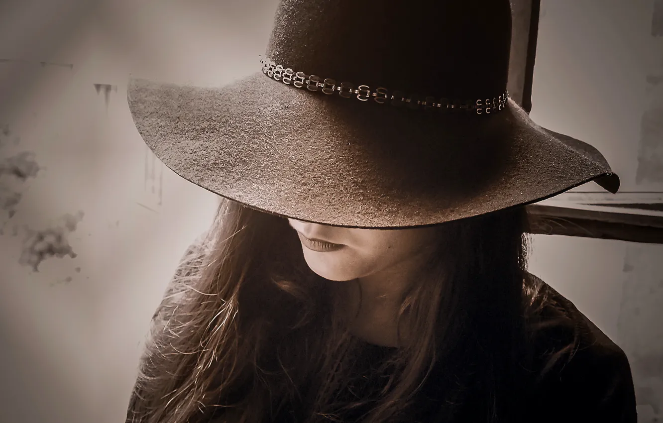 Photo wallpaper girl, background, hat