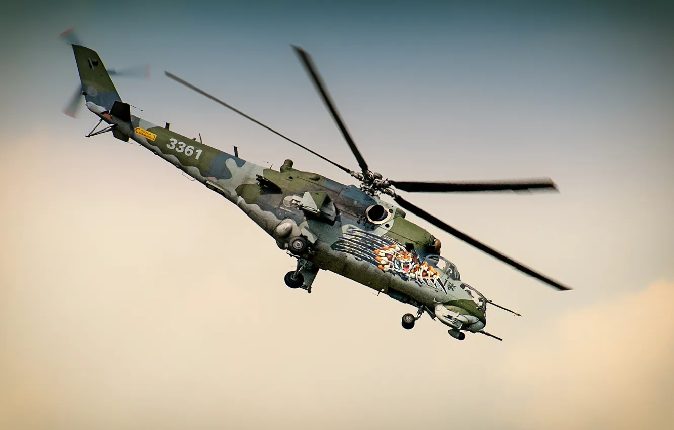 Photo wallpaper helicopter, transport-combat, Mi-24V, Mil Mi-24V