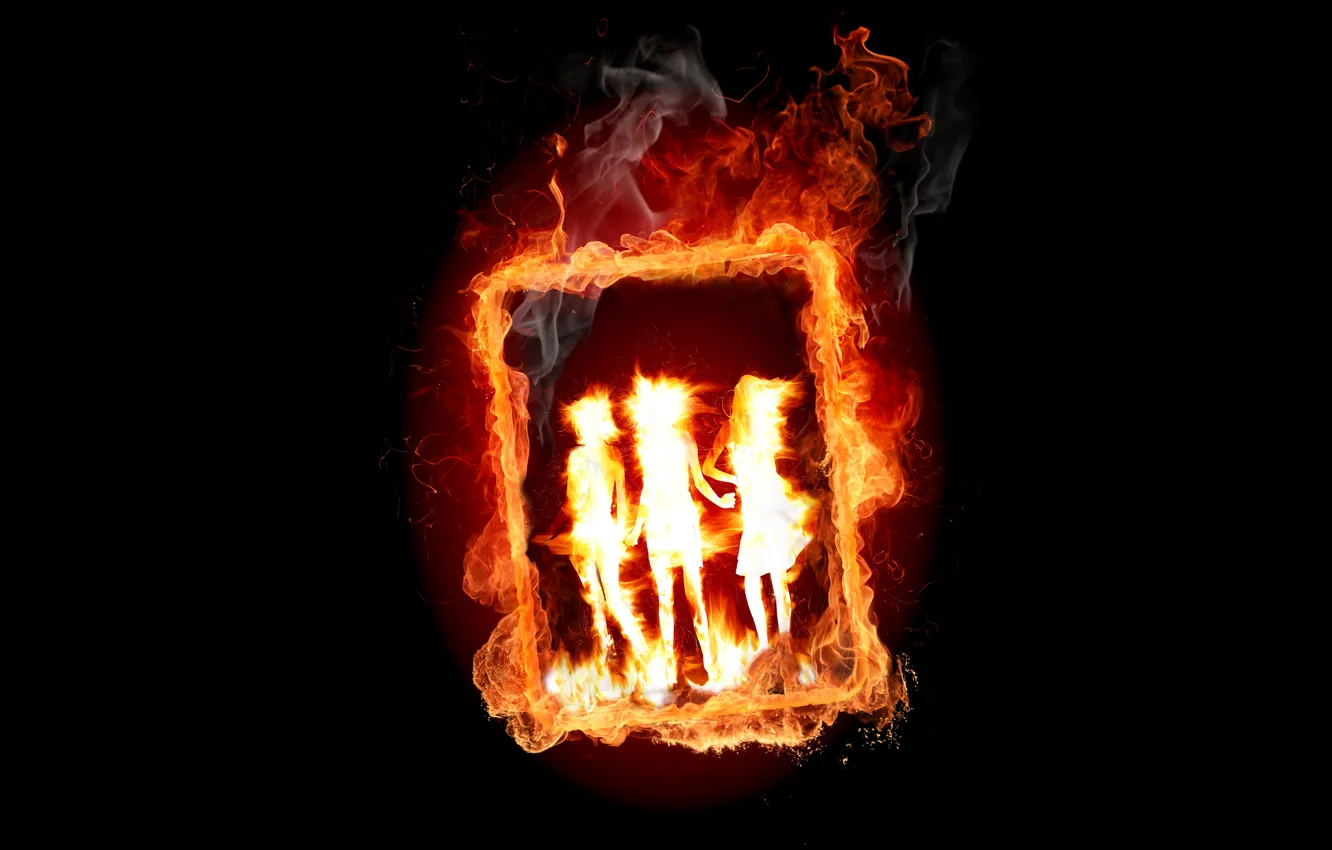 Photo wallpaper fire, flame, picture, black background, burning picture