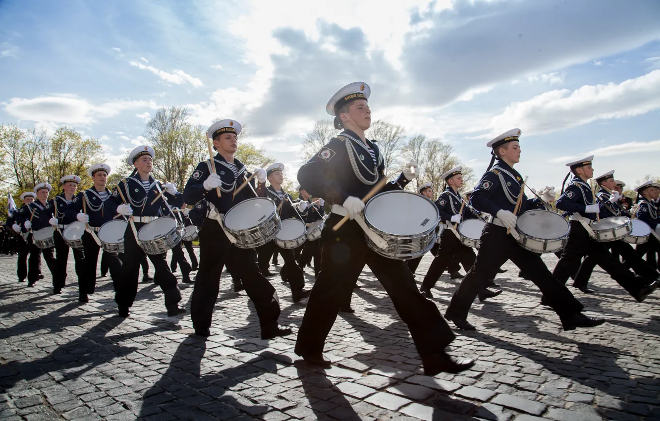 Photo wallpaper holiday, drums, March, cadets