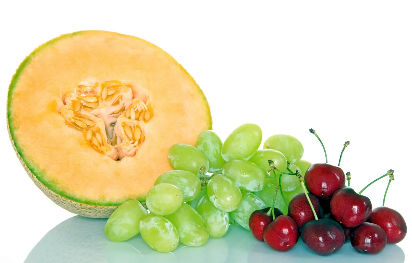 Photo wallpaper grapes, fruit, cherry, melon