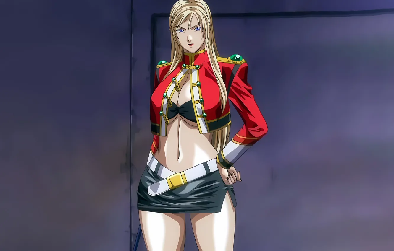 Photo wallpaper girl, sexy, cleavage, long hair, boobs, anime, beautiful, purple eyes