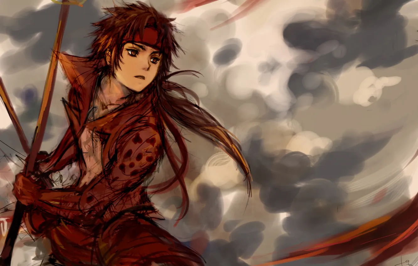 Photo wallpaper weapons, anime, art, guy, sanada yukimura, Sengoku Basara, The Era Of Unrest
