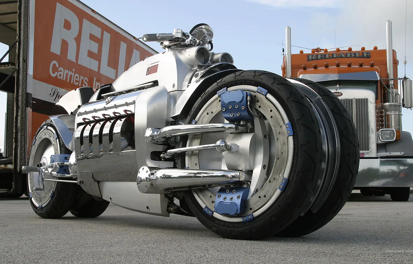 Photo wallpaper asphalt, motorcycle, Dodge, exhibition