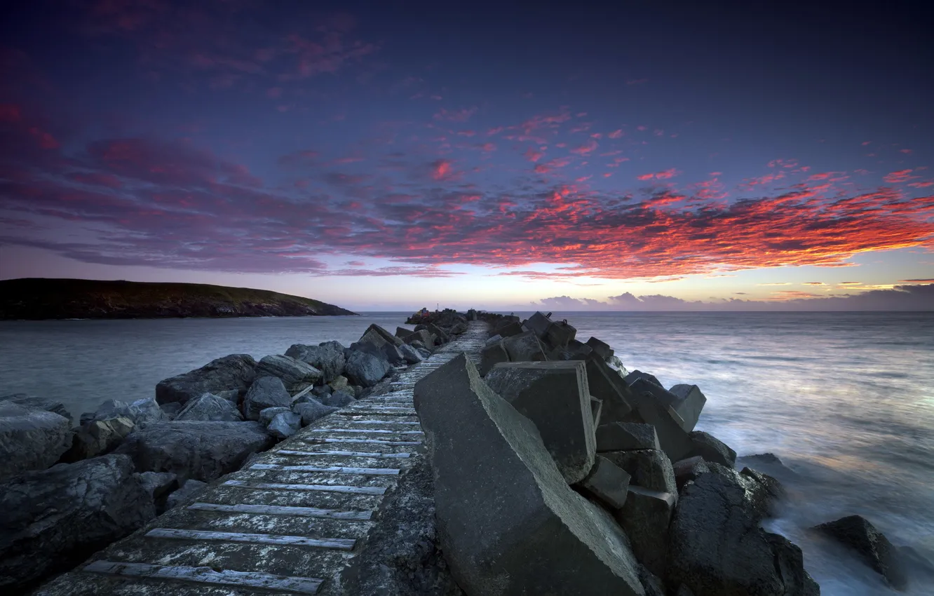 Photo wallpaper sea, landscape, sunset