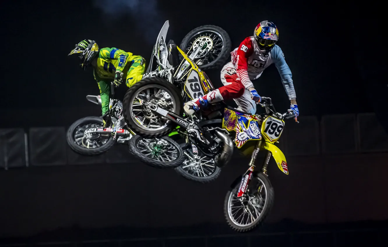 Photo wallpaper jump, motorcycles, sport