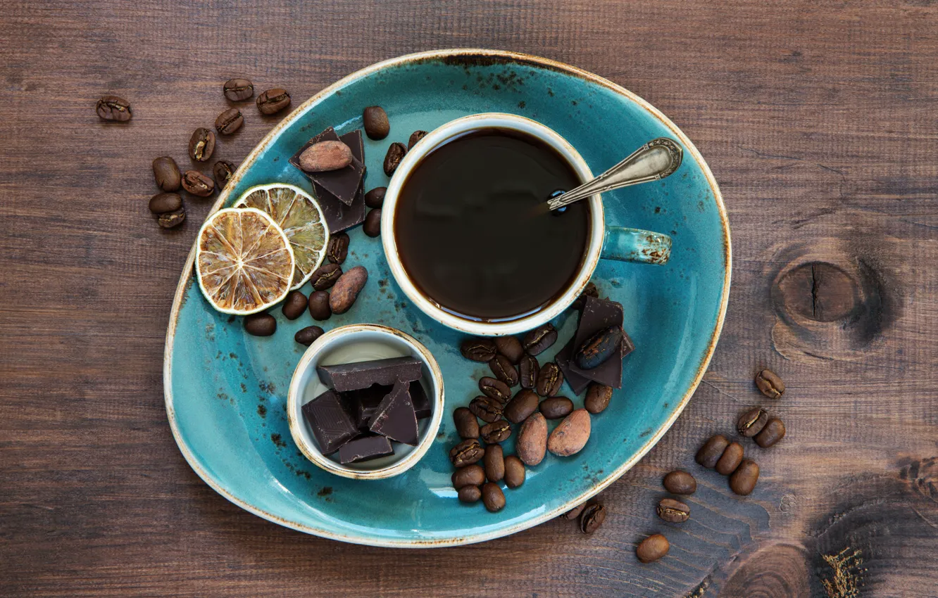 Photo wallpaper coffee, chocolate, Cup, cup, chocolate, beans, coffee