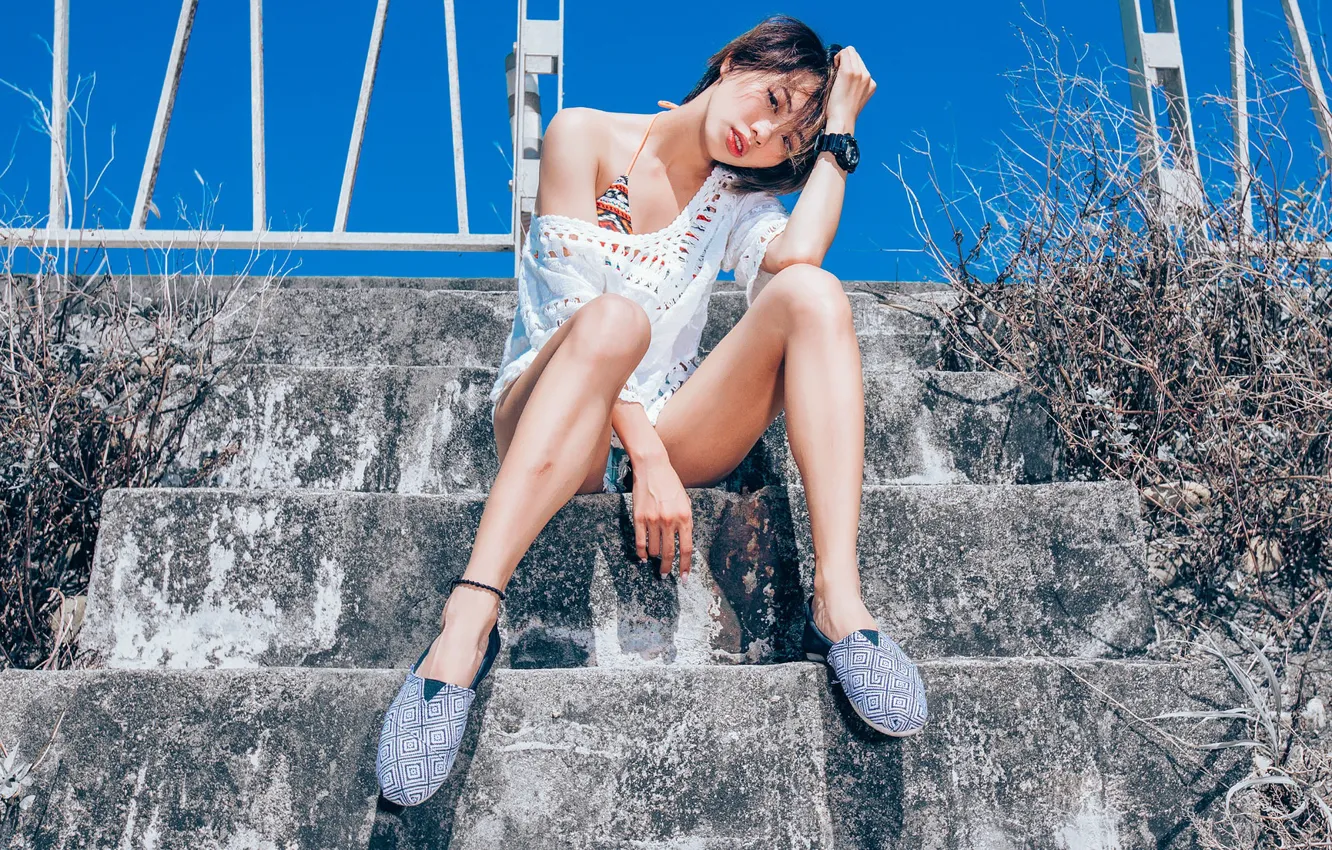 Photo wallpaper girl, pose, background