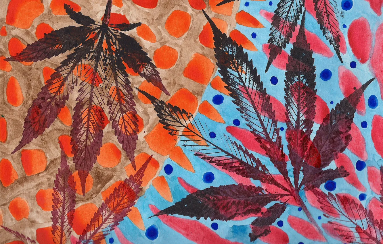 Photo wallpaper leaves, color, contour