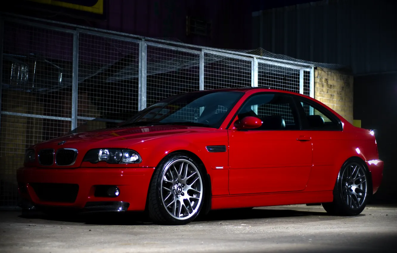 Photo wallpaper red, bmw, BMW, coupe, red, reflections, e46