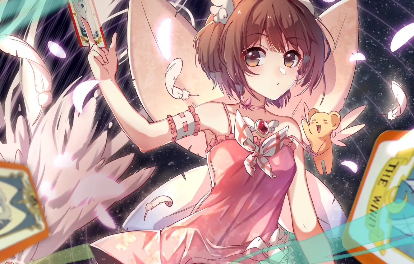 Photo wallpaper wings, angel, girl, Card Captor Sakura, Sakura - collector cards