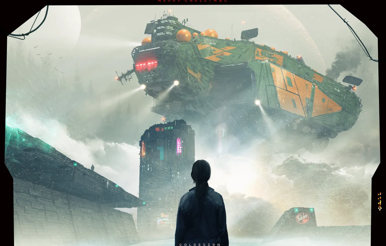 Photo wallpaper girl, fiction, people, art, fantasy, science fiction, art, spaceship