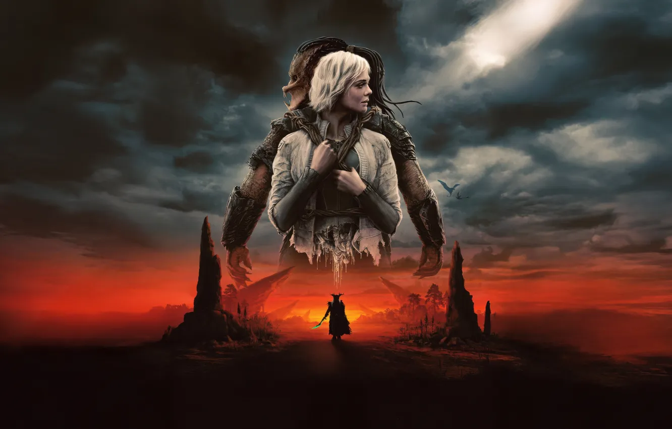 Photo wallpaper girl, fiction, action, poster, Predator, Elle Fanning, El Fanning, Predator: Badlands