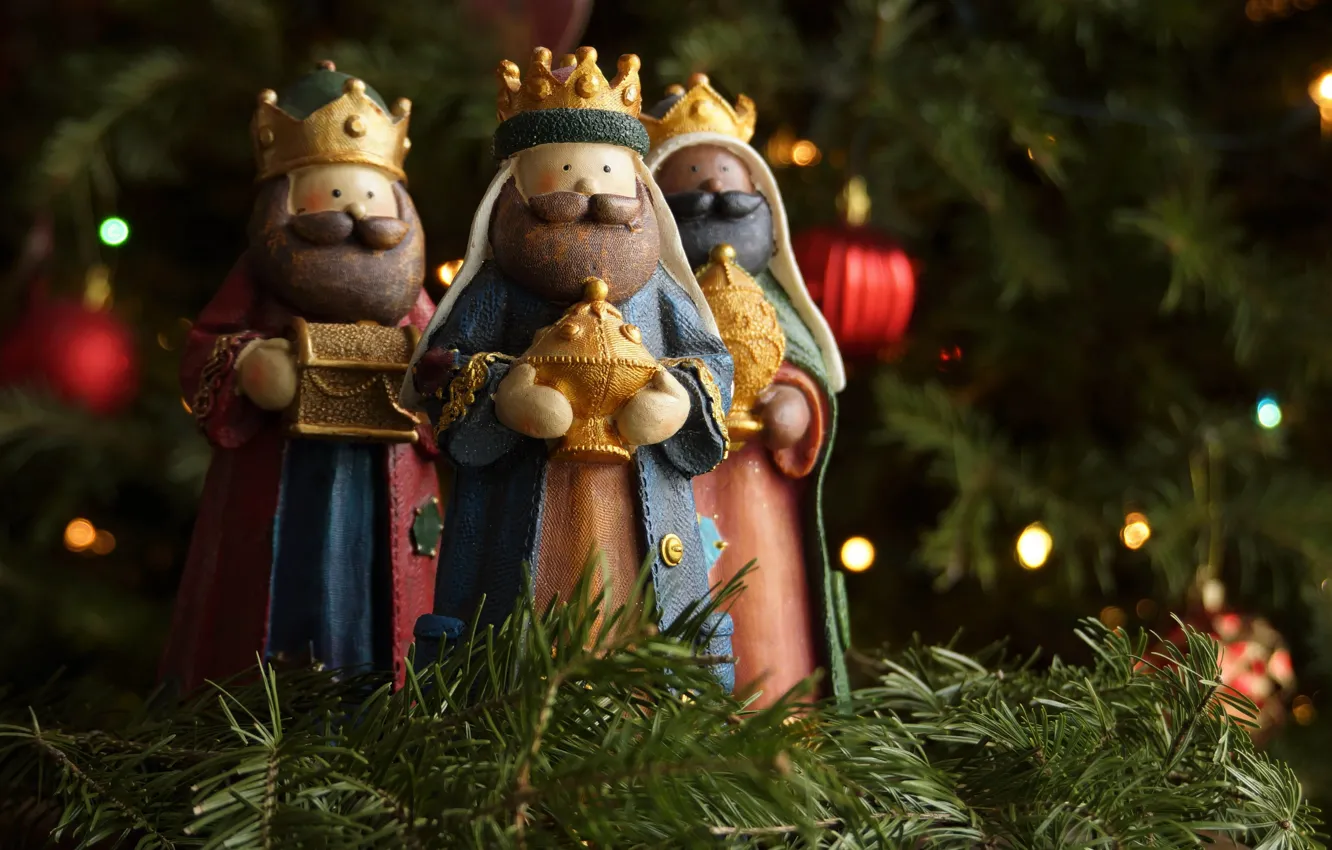 Photo wallpaper toy, tree, Christmas, Christmas, Christmas tree, Christmas tree, three kings, Three Kings